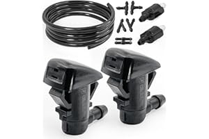 Click&Fit Windshield Washer Nozzles compatible with Chrysler 300 11-17, Jeep Grand Cherokee 11-21 Commander 06-10, Liberty 8-12, Dodge Caravan Durango Challenger Charger, Nitro – Double Fan Repair Kit
