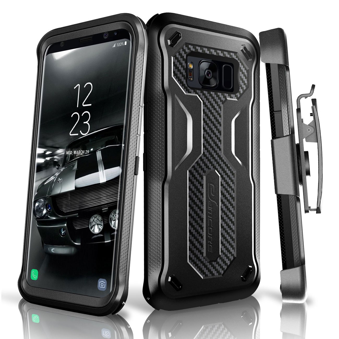 Galaxy S8 Rugged Case, eSamcore Samsung Galaxy S8 Slim Protective Case with Heavy Duty holster [Without Built in screen protector] 5.8 Inch [2017 Release] [BLACK]