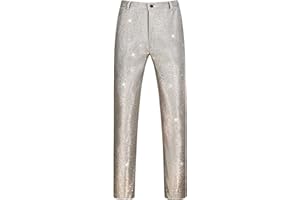 Lars Amadeus Glitter Pants for Men's Disco Party Dance Sparkle Shiny Slacks Trouser