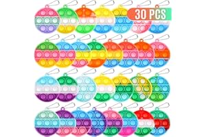 DODOLOL 30 Pack Kids Party Favors Fidget Toys Bulk Mini Pop Fidget Keychain Its Birthday Party Favors for Kids 4-8,8-12 Small Pinata Stuffers Classroom Prizes Fidgets It Students Goodie Bag Stuffers Updated