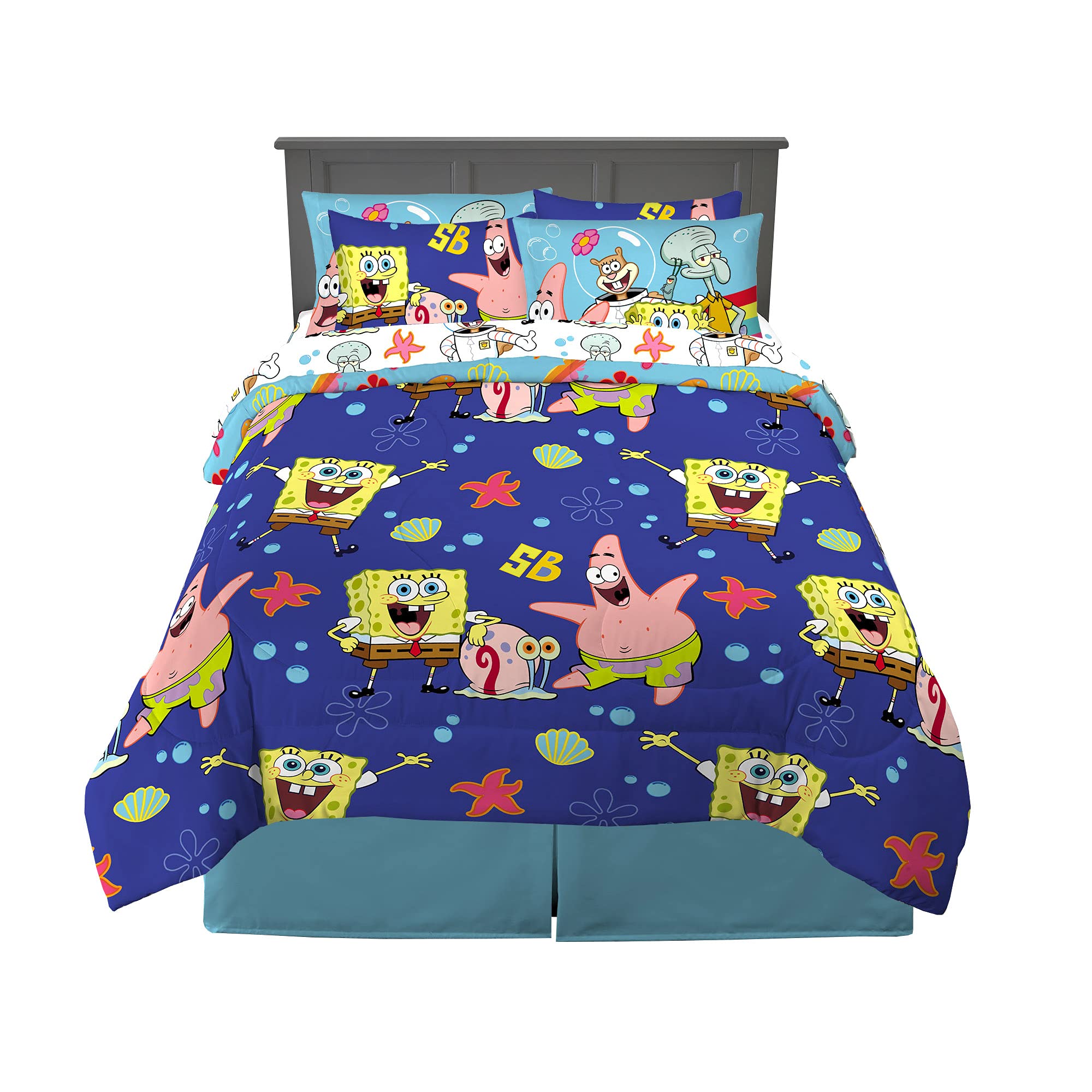 Photo 1 of Franco Kids Bedding Super Soft Comforter and Sheet Set with Sham, 7 Piece Full Size, Spongebob Squarepants