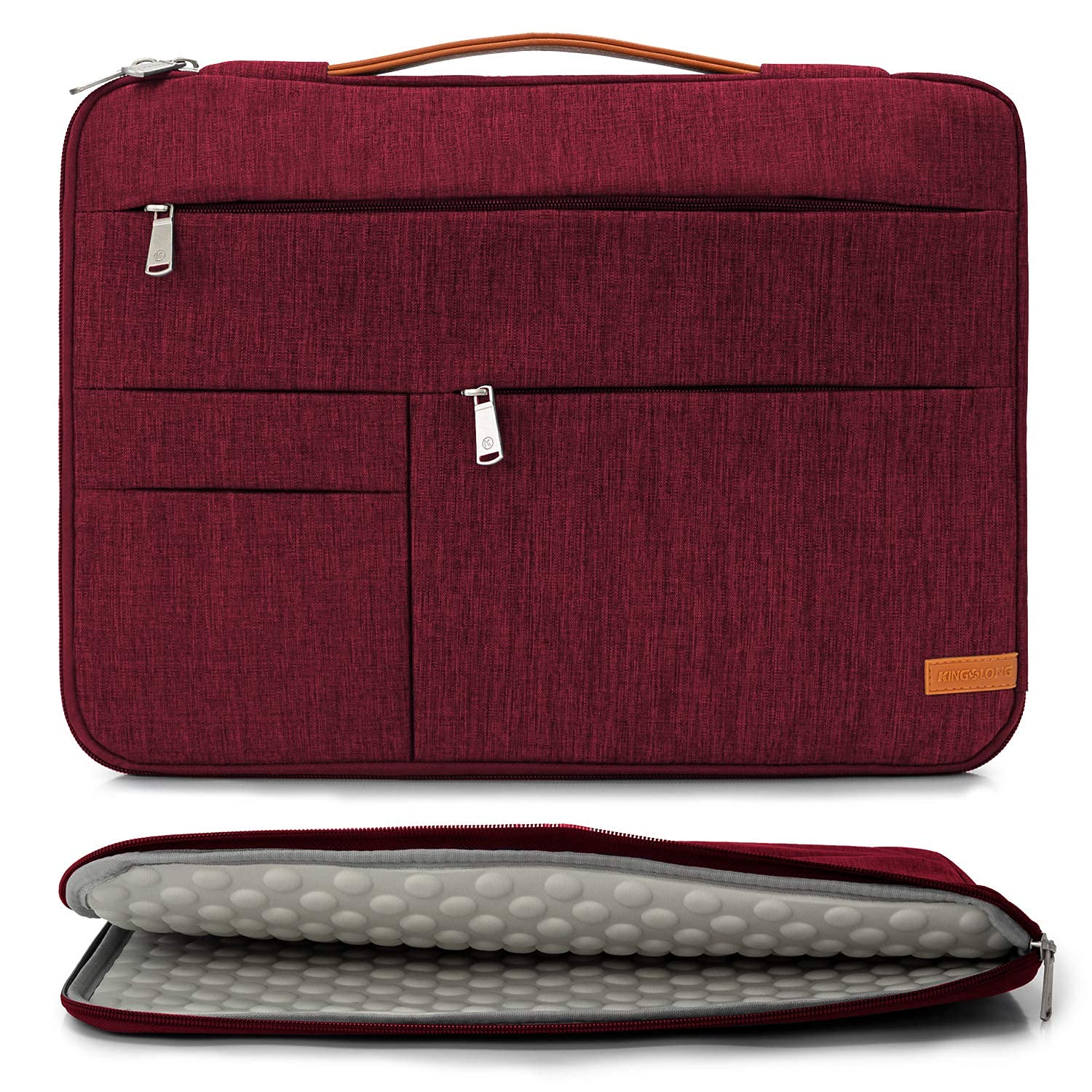 KINGSLONG Laptop Bag Case Sleeve 15 15.6 Inch, 360° Shockproof Anti-scratch Laptop Messenger Bag, 15.6 Inch Laptop Bags with Should Strap Handle for Men Women Fit for Acer Dell Lenovo HP - Red