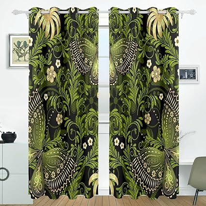 Amazon Com Alirea Spring Green Gold Pattern Blackout
