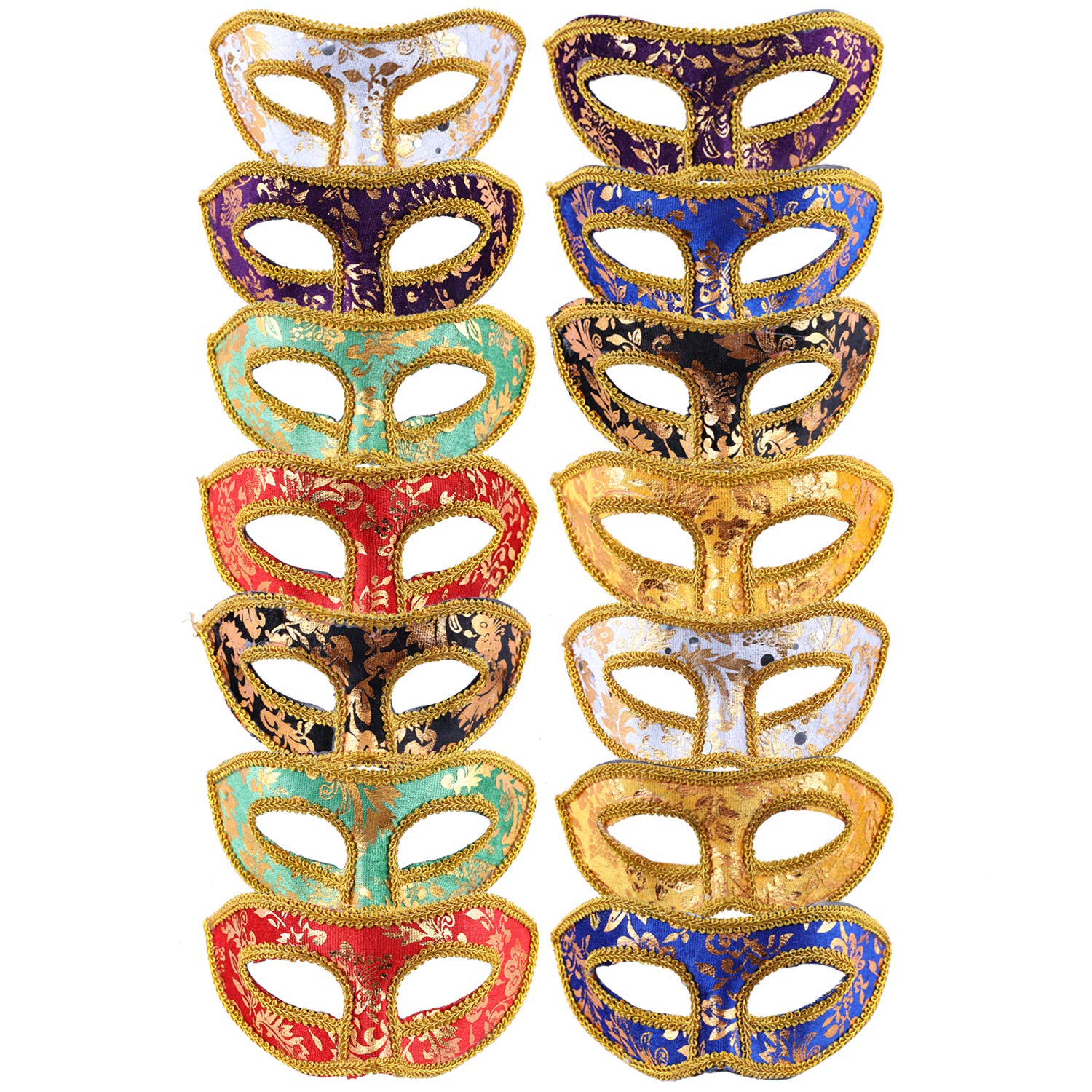 DesignerBox Masquerade Masks Set (14 Pcs), Venetian Style Half Face Masks for Partygoers, Carnival Enthusiasts, Cosplay Participants, Event Attendees, Stage Performers