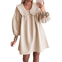 HOULENGS Women's Summer Ruffle Sleeve Babydoll Dress - V-Neck, Tie Back, Pocket, Flowy Mini - View #10