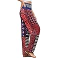 QIANXIZHAN Women's Harem Pants, High Waist Yoga Boho Trousers with Pockets