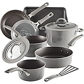 Rachael Ray Cook + Create Nonstick Cookware/Pots and Pan Set, 10 Piece, Gray