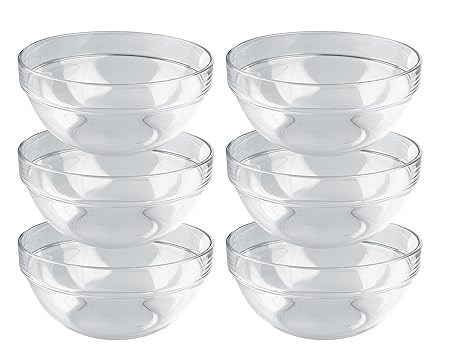 Luminarc, Serie Empilable, Schüssel 20 cm, Glasschalen im 6-er Set, stapelbare Schüsseln in zeitlosem Design