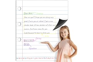 Magnetic Notebook Paper, Erasable & Writable Handwriting Lined Paper Dry Erase Writing Strip Learning Tool for Classroom School, Whiteboard, Blackboard, Office Supplies (17” x 20”)