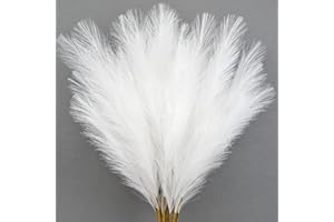 VIERENA 8 PCS Faux Pampas Grass 38"/3.1ft Tall Artificial Pompous Grass Large Fake Pompas Branches Plants Floor Vase Filler for Flower Arrangement Home Kitchen Boho Decor (White)