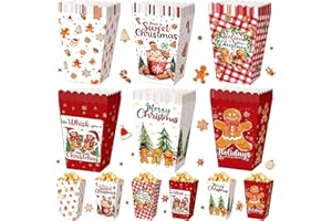 Gueevin 60 Pcs Christmas Popcorn Boxes Gingerbread Man Treat Boxes Candy Cookie Holder Container for Christmas Party Favors Supplies Decorations