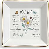 Birthday Gifts for Women, Daisy Scripture Jewelry Dish, Christian Gifts