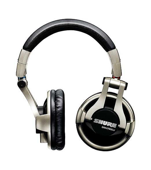 title=Shure SRH750DJ Cuffie DJ di Qualità Professionali, Nero/Oro