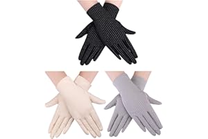 3 Pairs Women Sun Protective Gloves UV Protection Sunblock Gloves Touchscreen Gloves for Summer Driving Riding