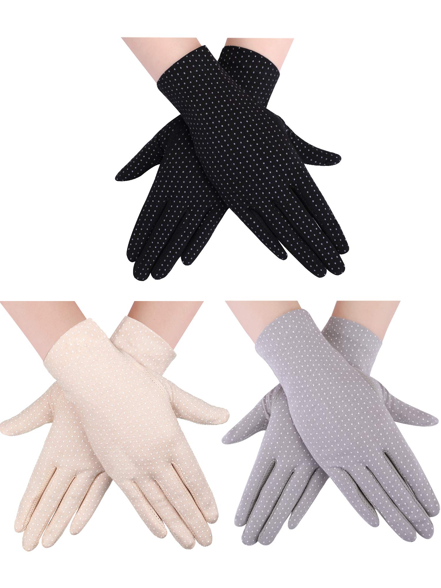Photo 1 of ***2 GLOVE PAIRS ONLY*** Boao 3 Pairs UV Driving Gloves Sun Protection Summer Sunblock Gloves for Women Driving Riding Outdoor(Medium,Black, Beige, Gray)