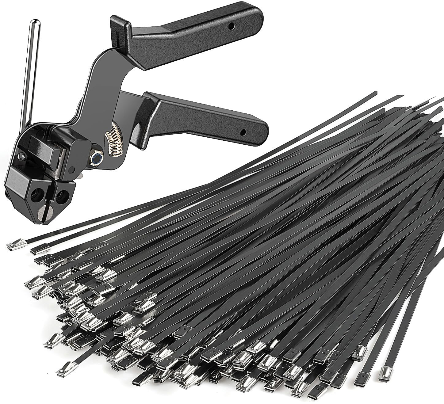 Photo 1 of *Missing Parts*
Heavy Duty Black Metal Zip Ties Comes With Special Tools For Fastening And Cutting Cable Ties,100 Pcs Uv Resistant Stainless Steel Cable Ties,Used For Vehicles,Farms,Fences, Pipe Bundling,Etc.