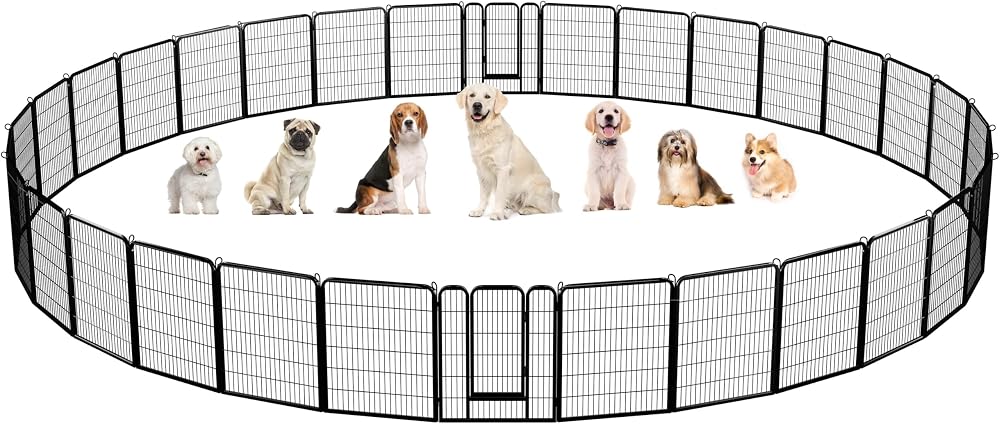 Yaheetech 32 Panel Dog Playpen 100 cm High Heavy Duty Pet Fence Garden