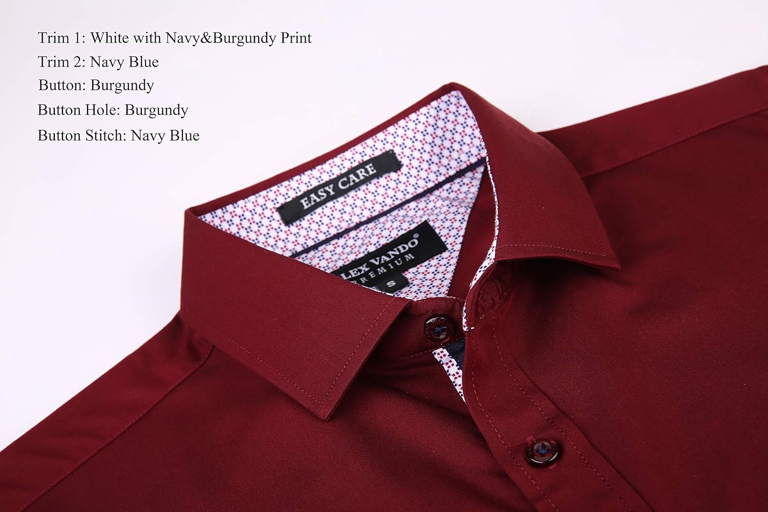 Alex Vando Mens Dress Shirts Wrinkle Free Regular Fit Stretch Bamboo Men Shirt