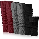 Chuarry 3 Pairs Winter Fleece Lined Leg Warmer for Women Skating Leg Warmer Long Boot Socks for Women Skating Every Day Wear