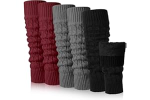 Chuarry 3 Pairs Winter Fleece Lined Leg Warmer for Women Skating Leg Warmer Long Boot Socks for Women Skating Every Day Wear