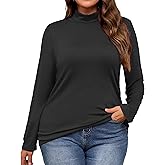 Plus Size Turtleneck Shirt Women Long Sleeve Slim Fit Mock Neck Bodycon Tops