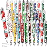Yeaqee 48 Pcs Christmas Pens Christmas Retractable Ballpoint Pens Santa Claus Snowman Printing Pen 1.0 mm Black Gel Ink Pen for Xmas Winter Holiday Party Supplies