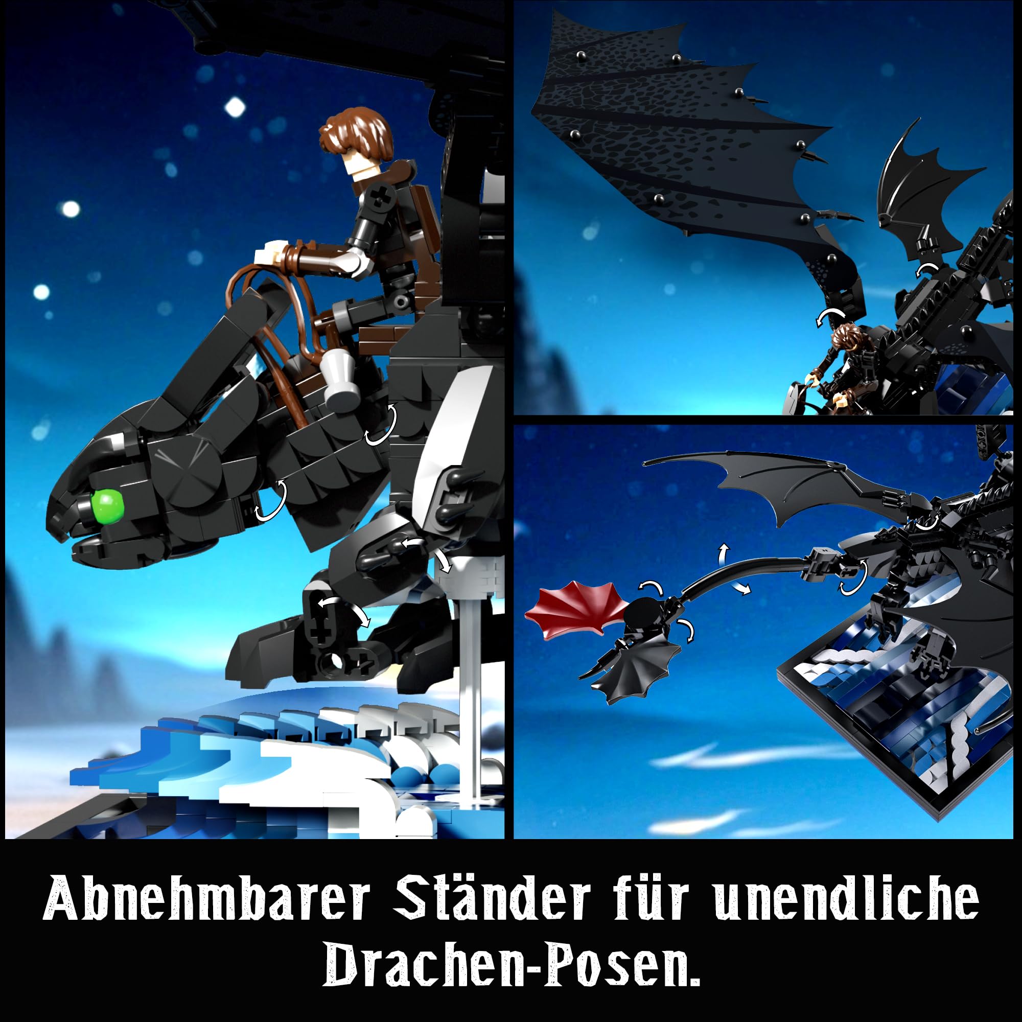 VEPOWER Nachtdrache Bauspielzeug Geschenkidee für Kinder & Erwachsene, Kreatives Deko-Set für Wohnzimmer & Büro, Geschenkidee für Junge ab 10+ (940 Teile) 5