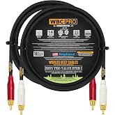 3 Foot RCA Cable Pair - WBC-PRO-LOCAP Low-Capacitance (14pF/ft) 22 AWG Ultra-Silent Audiophile &amp; Professional-Grade Audio Interconnect Cable with Amphenol ACPR Gold RCA Plugs &amp; Black Tweed Jacket