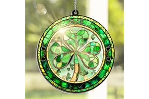FLAGWIX Christmas Irish Gifts for Women Men - Hanging Suncatcher 6 in Christmas Ornaments 2025 for Tree Decorations, Spiritual Gifts for Women Men, Irish Ornaments for Shamrock St Patricks Day Decor