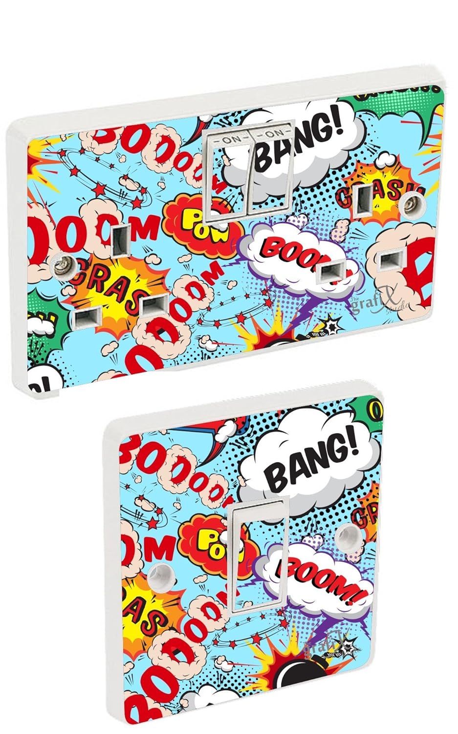 Comics Pop Art luz interruptor y zócalo doble adhesivo vinilo ...