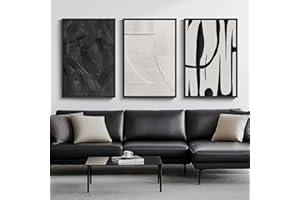CUSPIN Large Framed Black and White Abstract Wall Art for Living Room, 3 Piece Big Modern Canvas Prints Paintings Artwork for Walls, Minimalist Abstract Art Pictures for Hallway, Office Wall Decor 24x36 In