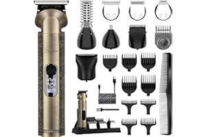 Hatteker Beard Trimmer Kit Professional Hair Clipper Zero Gapped T-Blade Electric Razor Shaver for Nose Ear Body Face Mustach