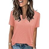 Spring Tops for Women Casual V Neck T Shirt Lightweight Short Sleeve Soft Tee for Summer Everyday Wear