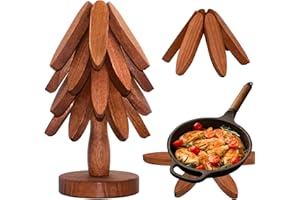 Tree Trivet, Wooden Trivets for Hot Dishes - Set of 4 for Easy Storage - Suited for Hots, Pans, Bowl, Teapot, Hot Holders - M