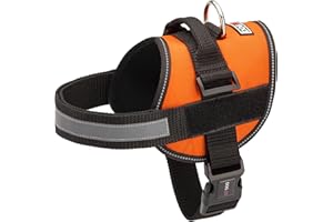 DOGLINE Dog Harness, Reflective No-Pull Adjustable Vest with Handle for Walking, Training, Service Breathable No - Choke Harness for Small, Medium or Large Dogs Room for Patches Girth 22 to 30 in Orange