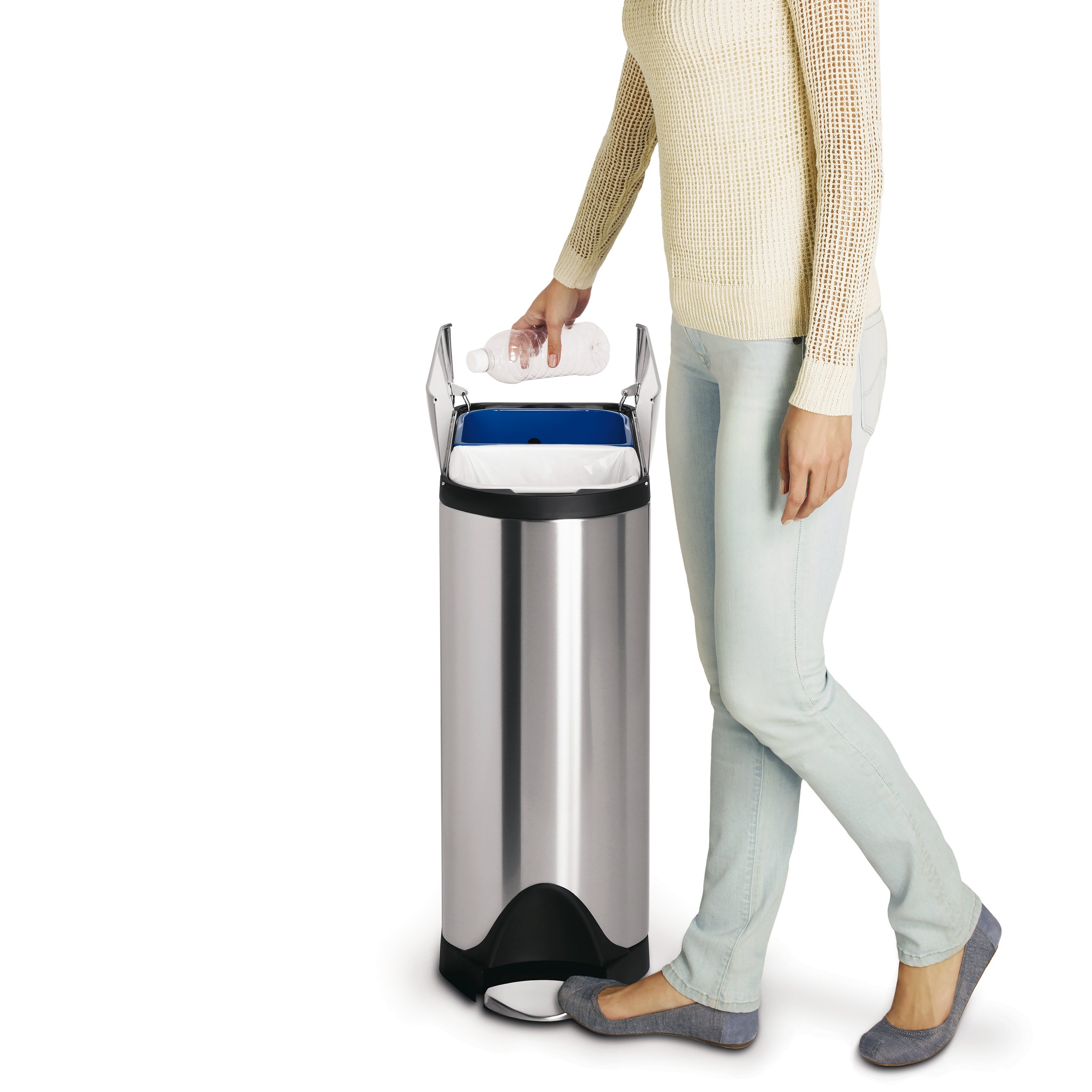 simplehuman 40 Liter / 10.6 Gallon Stainless Steel Dual Compartment