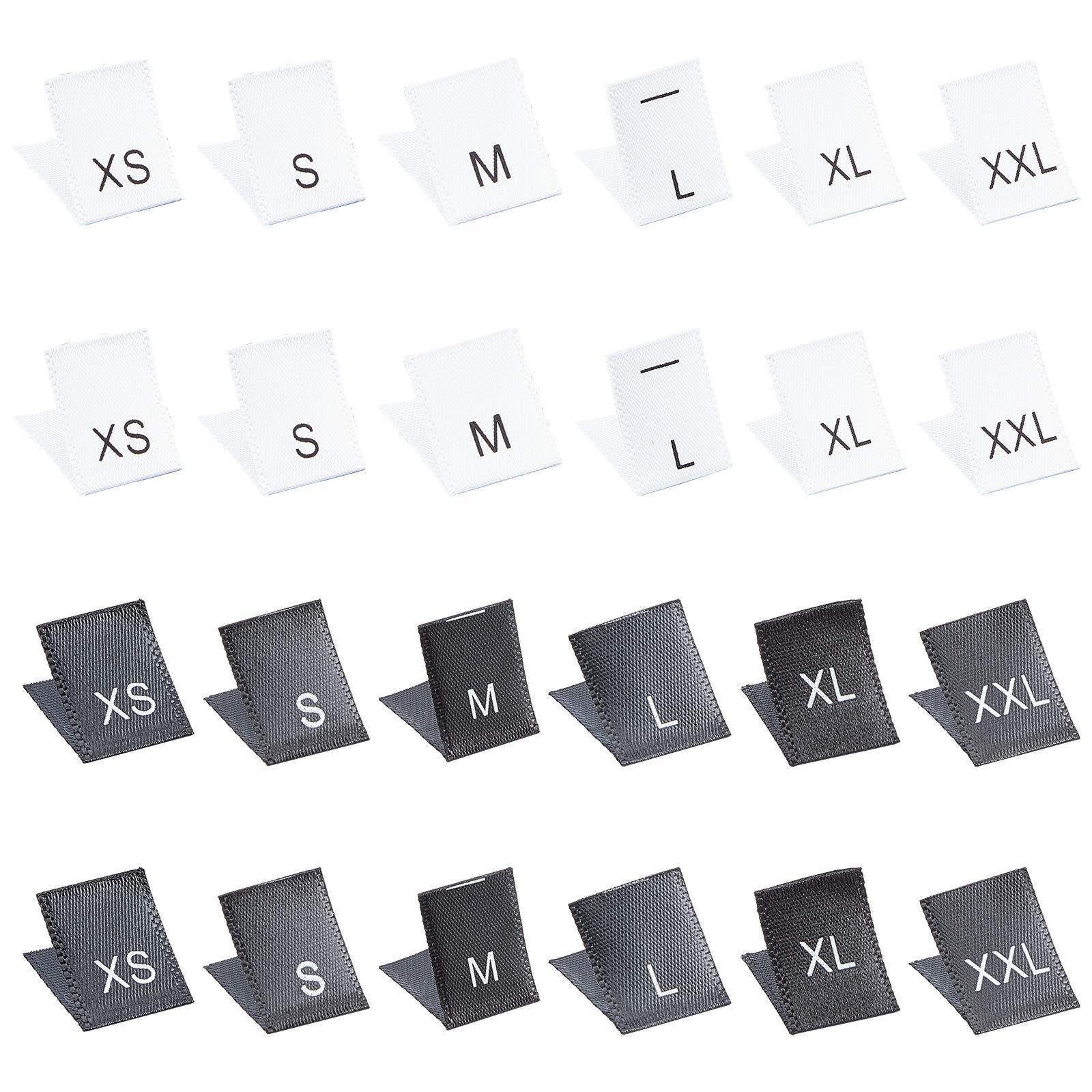 NBEADS 480 Pcs Cotton Size Lable, 3.5x1.3cm XS/S/M/L/XL/XXL Woven Crafting Craft Ribbons Tag for Garment Fabric Material Embroidered Labels, Mixed Color