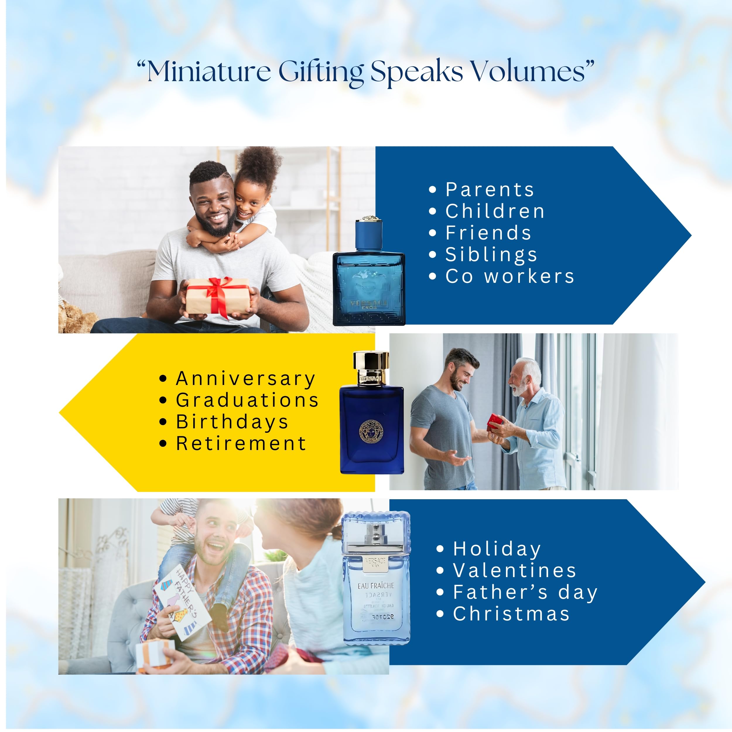 Versace Miniature Variety Trio Collection Perfume Gift Set for Men 0.17 oz/5 ml Splashes 1