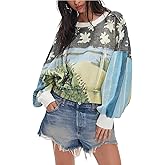 Yuemengxuan Cute Sweatshirts for Teens Y2K Preppy Graphic Crewneck Sweatshirt Cropped Oversized Sweatshirt for Women