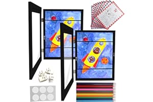 STRATFORD WORKS [2-Pack] Kids Art Frame – 8.5 x 11 Front Opening Kids Artwork Frames Changeable with 12 Color Pencils, 10 Drawing Papers, Tempered Glass & Acrylic Sheet – Wall Mounted Picture Frames for Kid Art Work Holds 50 Pcs, for 3D Picture, Crafts, Hanging Art (Black)