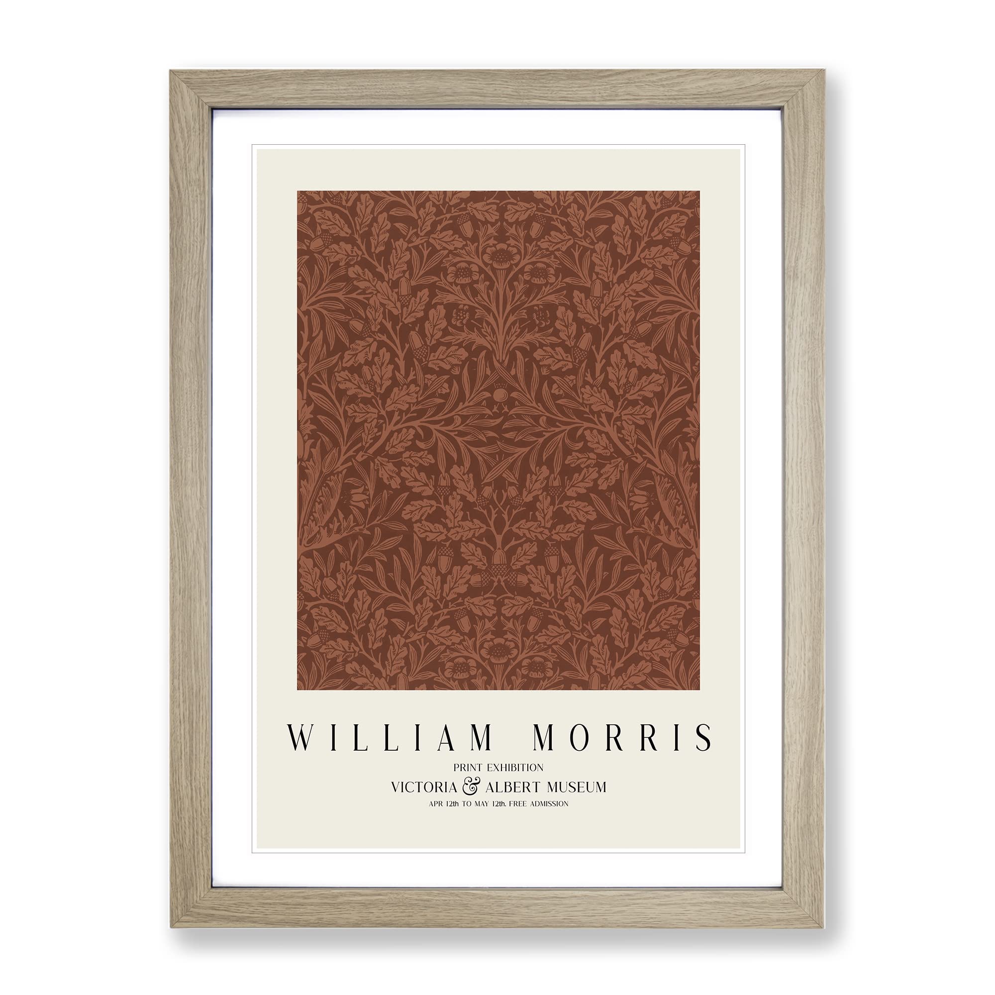 Acorns And Oak Leaves By William Morris Exhibition Museum Painting Framed Wall Art Print, Ready to Hang Picture for Living Room Bedroom Home Office Décor, Oak A4 (34 x 25 cm)