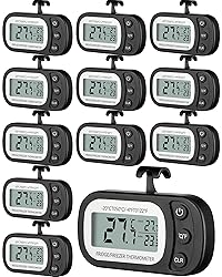 Frienda 12 Pack Black Digital Fridge Thermometer