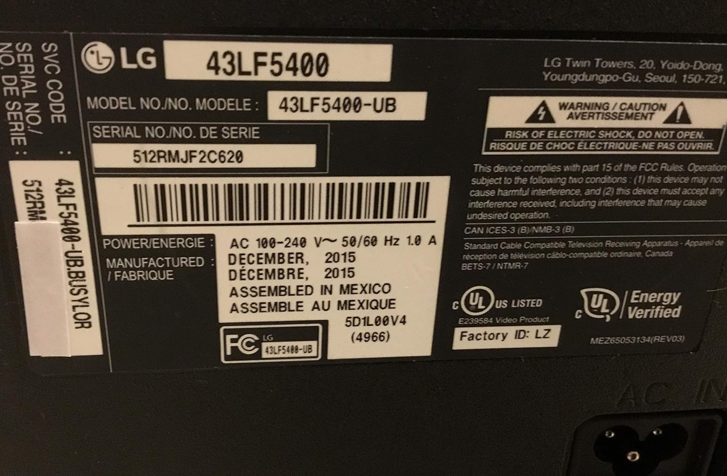 lg 43lf5400 soundbar