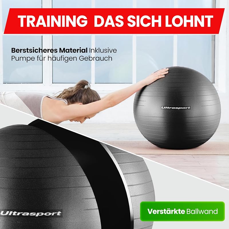 Gymnastikball 55cm, Yoga Ball, Fitnessball I Bis 300 KG, rutschfest, Anti-Burst-Technologie I Pezziball für Schwangerschaft, Fitness, Gymnastik, ergonomischer Sitzball für Büro Beige