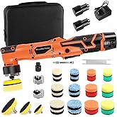 Cordless Mini Polisher, 1/1.5/2 Inch Cordless Car Buffer Polisher with 2Pcs 12V/2.3Ah Batteries, Work as DA & RO Buffer Polisher for Car Polishing Detailing Waxing, 6 Variable Speeds 2500-60000RPM