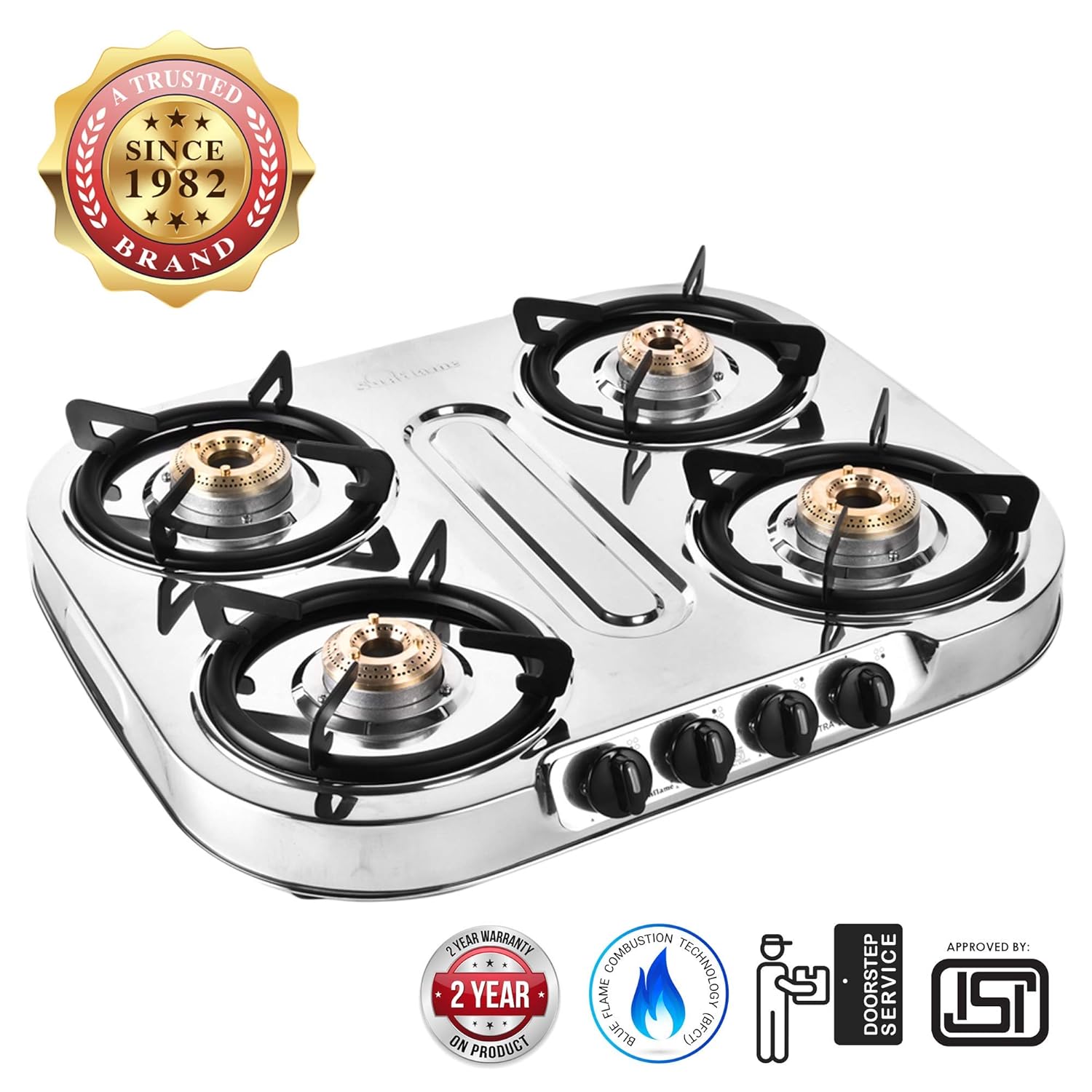Buy Sunflame Optra 4 Burner Stainless Steel Isi Marked Lp Gas