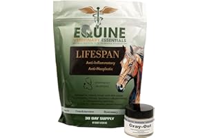 EQUINE VETERINARY ESSENTIALS Lifespan & Gray-Out Equine Care Bundle | Herbal Anti-Inflammatory Oral Supplement + Melanoma Cream Joint, Mobility & Skin Health Support for Horses | Wellness Pack