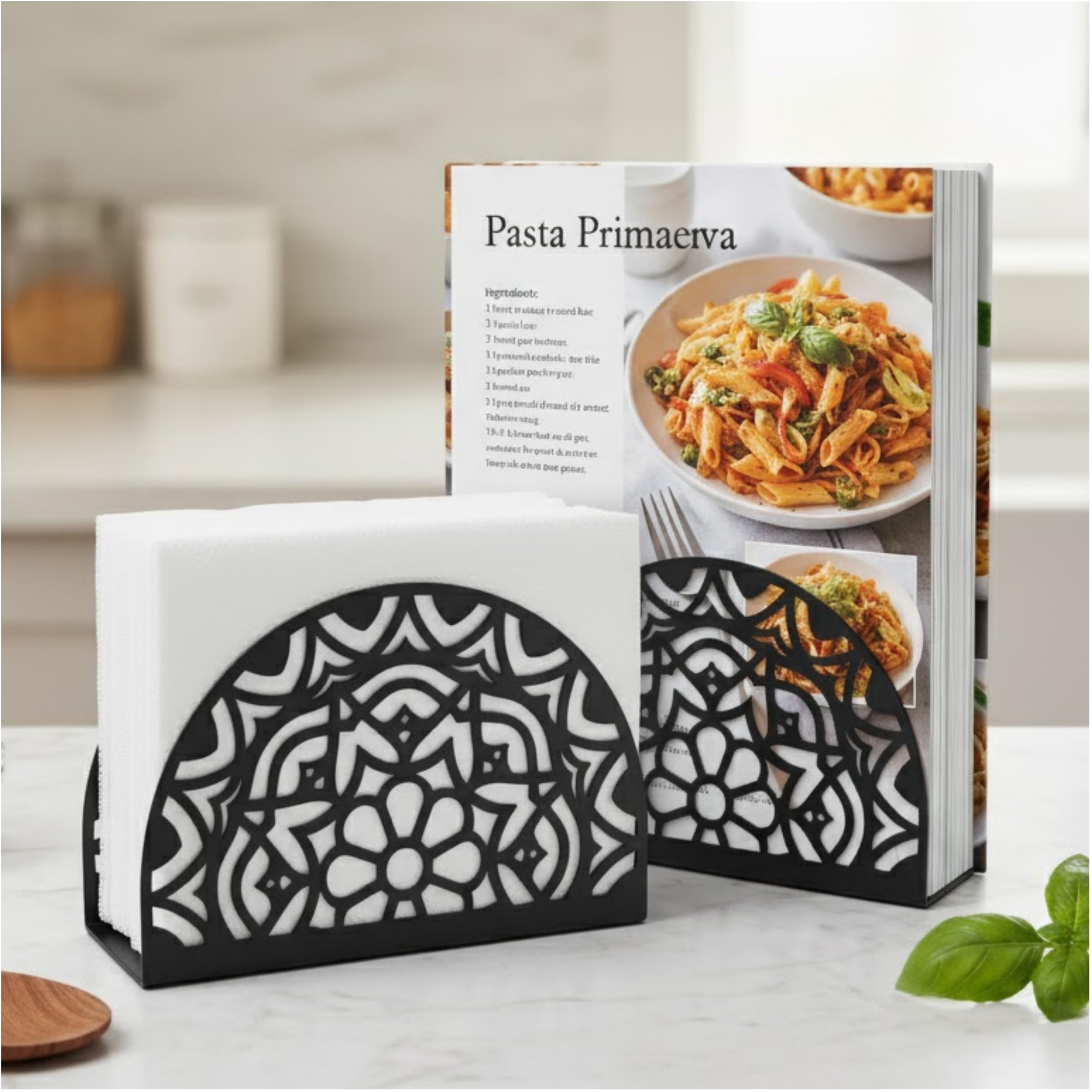 Photo 1 of 2PC Napkin Holder for Table, Designer Pattern Napkin Dispenser, Freestanding Artistic Napkin Holders for Kitchen, Dining Room, Coffee Shop, Farmhouse Table Decor Black