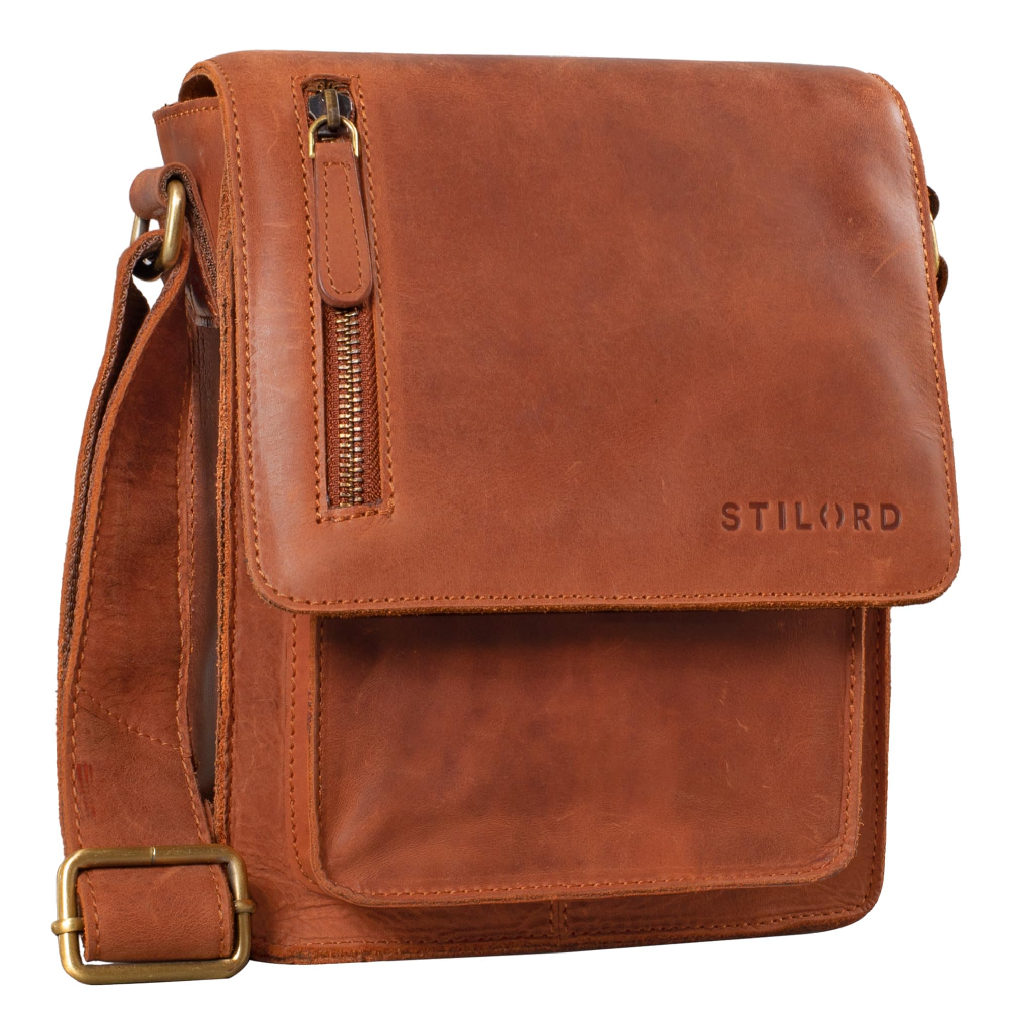 STILORD "Finn" Small Shoulder Bag for Men Vintage Cross Body Bag Suitable for 8.4 inch Tablets Satchel Genuine Leather Colour:Andorra - Brown