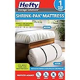 Hefty Shrink-Pak Mattress Bags for Moving &ndash; Twin/Twin XL Size | Heavy Duty &amp; Water Resistant Vacuum Compression Mattress Bag, Storage Protection Mattress Cover for Moving